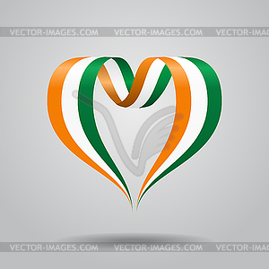 Ivorian flag heart-shaped ribbon.  - vector image