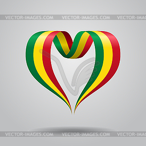 Malian flag heart-shaped ribbon.  - vector clipart