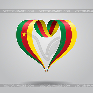 Cameroon flag heart-shaped ribbon.  - vector image