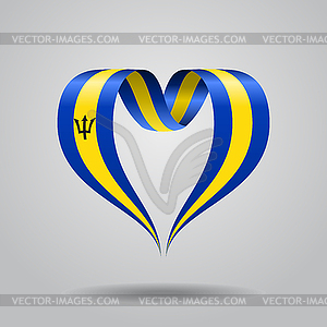 Barbados flag heart-shaped ribbon.  - vector clipart