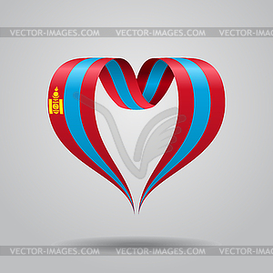 Mongolian flag heart-shaped ribbon.  - vector image