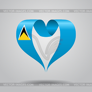 Saint Lucia flag heart-shaped ribbon.  - vector clipart