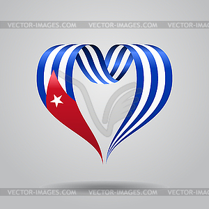 Cuban flag heart-shaped ribbon.  - vector image