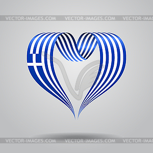 Греческий флаг в форме сердца. - векторное графическое изображение