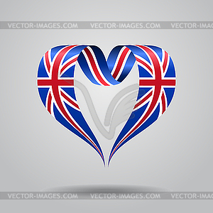 Great Britain flag heart-shaped ribbon.  - vector clip art