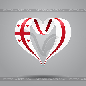 Georgian flag heart-shaped ribbon.  - vector clipart