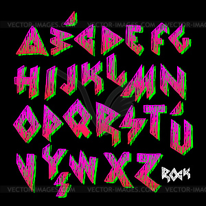 Creative colorful alphabet, rock style - stock vector clipart