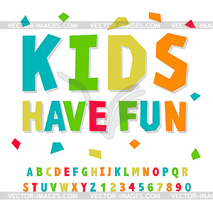 Creative kids funny alphabet and numbers - vector image