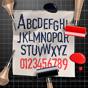 Engraving letters and numbers - vector EPS clipart