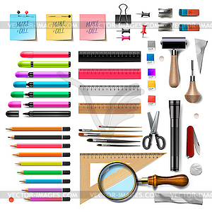 Set of office supplies - vector clipart