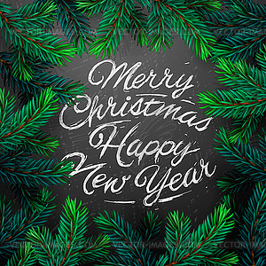 Christmas card with fir branch - vector clipart