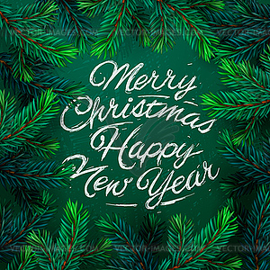 Рождественская открытка с еловой ветвью - векторная иллюстрация