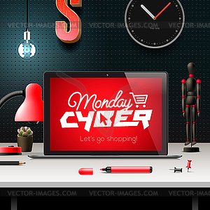 Cyber Monday online shopping and marketing concept - vector clip art