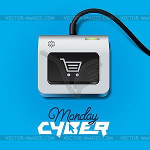 Cyber Monday button on keyboard - vector image