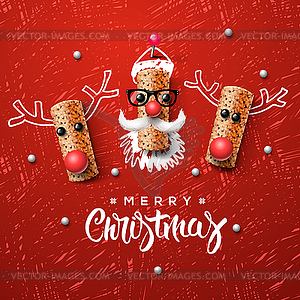 Christmas characters, Santa Claus and reindeer - vector clip art