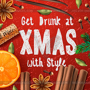 Christmas drink mulled wine - vector image