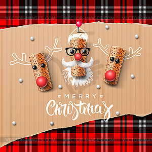 Christmas characters, Santa Claus and reindeer - vector image