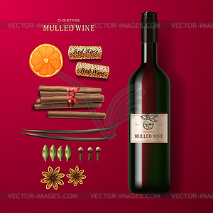 Christmas drink mulled wine - vector image