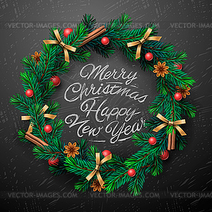 Christmas wreath with garlands - vector clipart / vector image