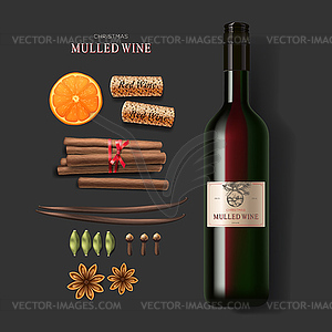 Christmas drink mulled wine - vector image