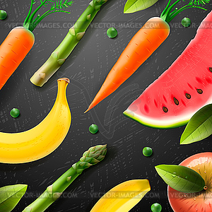 Vegetarian food pattern - vector clipart