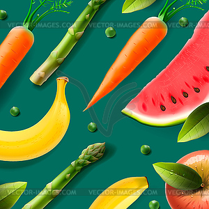 Vegetarian food pattern - vector clipart