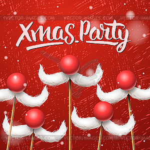 Christmas Party card, Santa Claus moustache - vector image