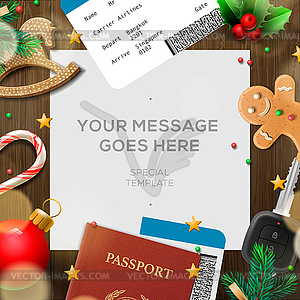 Winter holiday, Christmas travel template - vector clipart