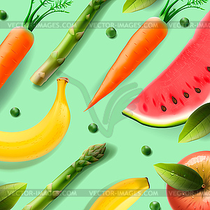 Vegetarian food pattern - vector clipart