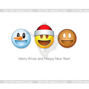 Holiday emoticon set icons, Christmas emoji symbol - vector EPS clipart