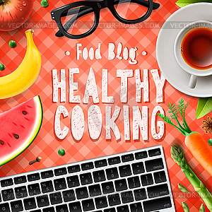 Cooking blog, healthy cooking recipes - vector clipart