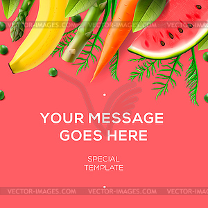 Fresh fruit and vegetables, restaurant menu - vector clipart / vector image