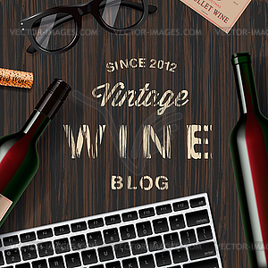 Blog about wine, wine lovers, tasting - vector image