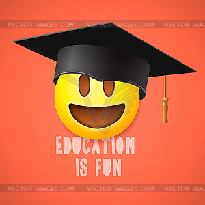 Education is fun, emoticon laughing - vector clipart