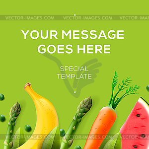 Healthy fresh organic products, advertising poster - vector clipart