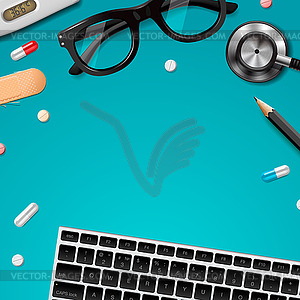First aid and diagnostic, global healthcare - vector image
