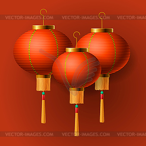 Восточный китайский Новый год фонарь - векторное графическое изображение