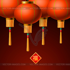 Chinese paper lantern background - vector clip art