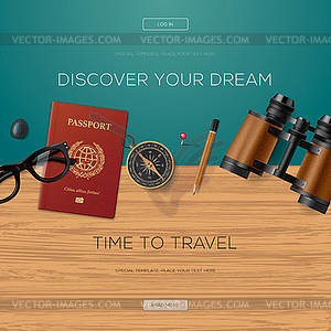 Travel and adventure template, discover your dream - vector clipart