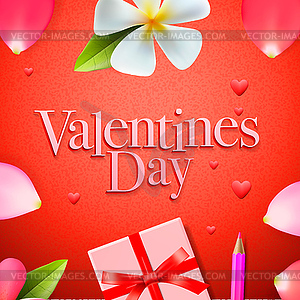 Valentines day background, holidays gift and heart,  - vector clip art