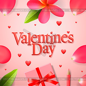 День Святого Валентина концепция, подарочные коро с красной лентой - векторное изображение