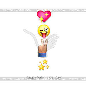 Happy Valentines day emoticon icons, Love emoji set - vector clipart