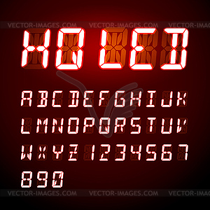 LED digital alphabet, - vector clipart