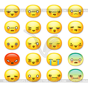 Set of cute smiley emoticons, emoji - vector clipart