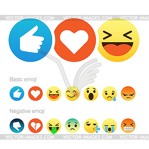 Set of cute smiley emoticons, flat design - vector image