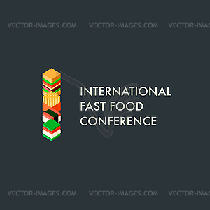 International fast food conference template, logo - vector clipart