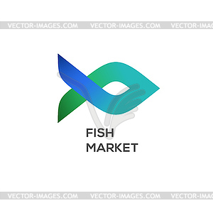 Logo of fish market, label and badge - vector clip art
