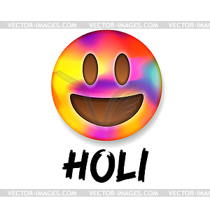 Colorful smiley emoticon, indian festival Holi - vector clip art