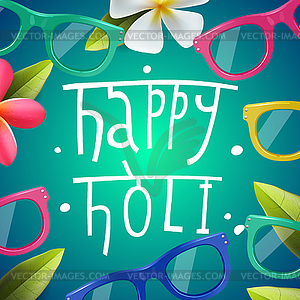 Счастливый Холи плакат индийского фестиваля цвета - векторный клипарт Royalty-Free