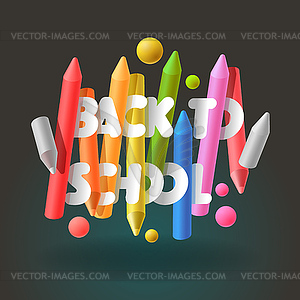 Back to school background with colorful crayons - vector image